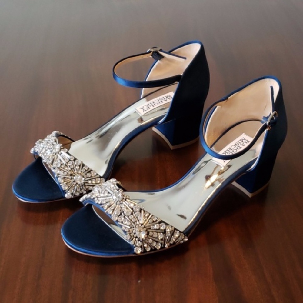 Badgley Mischka Navy Blue Satin Heel